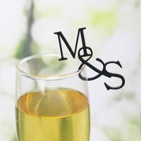 50/80/100Pcs Personalized Wedding Initial Drink Tags Glass Topper Drink Stirrers Custom swizzle sticks Birthday Drink Charms