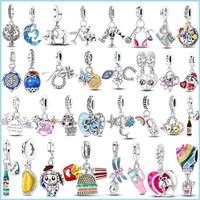 100% 925 Sterling Silver Suitcase Charms Top Selling Pendant Beads Fit Original Bracelets Necklace Women Jewelry Girlfriend Gift