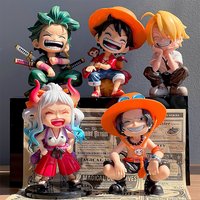 13CM One Piece Handheld Luffy Solon Sitting Q-Version Trendy Play Cartoon Anime Desktop Car Ornament Peripheral Gifts