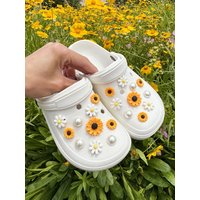 20 Stück süße lässige Schuhschnalle, DIY-Dekorationen, Sonnenblume, weiße Blumenperle für Schuhe mit Löchern und Sandalen
