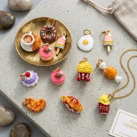 Fashion Cute Cartoon Food Series Bread Coffee Pendant Women DIY Hand Painted Jewelry Accessories