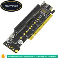 PCI Express X16 to Dual M2 NVME M Key + PCIE X16(X8 Signal) Slot Riser Card Board Motherboard Support PCI-E Bifurcation Function
