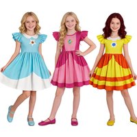 Princess Peach Cosplay Cosutme For Halloween Birthday Party Rosalina Blue Dress Daisy Yellow Disguise Outfit Kids Gift