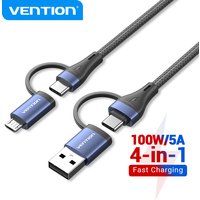 Vention 4 In 1 USB C 100W PD Type C To USB C Fast Charging Cable Usb A to Micro USB For POCO Xiaomi Samsung Mobile phone Cable
