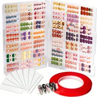 2PCS Dustproof Transparent Storage Box For Press On Nails Capacity False Nail Organizer With Adhesive Tabs Nail Display Tool