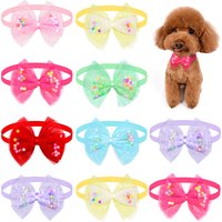10 PCS Summer Dog Grooming Small Lace Dog Bow Tie With Colorful Bead Pet Supplies For Dog Bowties Dogs Pets Ties Dog Accessories
