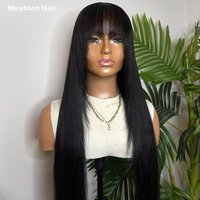 Vietnamese Bone Straight Glueless Wig Human Hair 3x1 Closure Wear and Go Glueless Fringe Wig Natural Black Human Hair Wigs