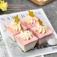 Clear Plastic Dessert Cups, Disposable Trapezoid Mousse Cups for Party, Pudding Yogurt Ice Cream Snack Tasting Cups