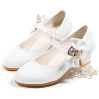 Children High Heels Girls' Shoes Formal Occasion Bridesmaid Ceremony Princess Party Crystal Bow Shoes Kids White Black Sandals