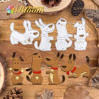 Original Lovely Happy Dogs Friends Metal Cutting Dies Scrapbooking Decorative Embossing