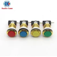 Gold-Plated LED Illuminated Push Button, Gilded Button with Micro Switch, Arcade Video Games Machine, 30mm