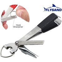 FLYSAND 4-in-1 Quick Tie Nail Clipper Fishing Line Pliers Fish Hook Sharpener Clear Hook Eye