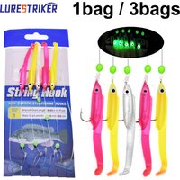 1bag/3bags Three-Colors Cluster Soft Lure Luminous Eel Sabiki Fishing Rig Multi-Hook Bait Fishing Mackerel Species Fishing Gear