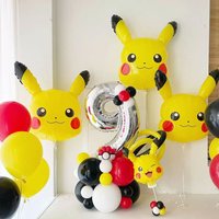 5pcs Pokemon Balloons Cartoon Baby Shower Supplies Pikachu Birthday Decoration Number Foil Balloon Party Supplies Boy Gifts