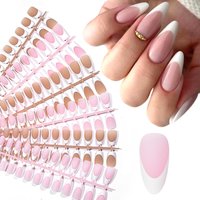 150/160pcs French Press On Wear Nail Tips Glossy Pink Coffee Colors Full Cover Fake Nails Saving Time Pre-made DIY Manicure