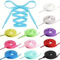 2pair Color Shoelaces Flat Sneakers Canvas Sports Shoelaces, Available In Multi Colors, Matching Use For Men Women