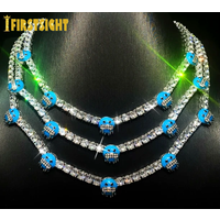 Iced Out Bling Blue Iceman Necklace Silver Color 5mm Tennis Chain Fluorescenc Enamel Charm Fashion Women Men Hip Hop Jewelry