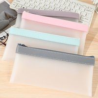 Transparent Frosted Pencil Case Pouch Large Capacity Cute Minimalist Stationery Aesthetic Office School Supplies for Student