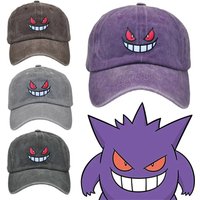 Anime Pokemon Gengar Baseball Caps Snapback Hats Adjustable Sports Caps Hip Hop Hats Trendy Embroidery Solid Color for Men Women