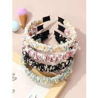 4pcs Elegant Pleated Floral Headbands Set – Minimalist Colorful Design, Perfect for Autumn/Winter Daily Style.