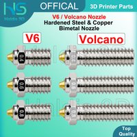 V6 Volcano Bimetal Nozzle 0.4/0.6/0.8mm Gold DLC Hardened Steel Copper Nozzles For V6/Volcano Hotend 3D Printer Replacement Part