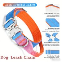Gradient Color Dog Tactical Collar Soft Adjustable Explosion Proof Pet Collar Heavy Duty Training Dog Neck Strap Leash Chain