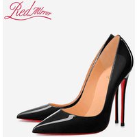 Black Women's Elegant High Heels Red Shiny Bottoms Luxury Brand Women Heels 2025 Trend Pointed Toe Sexy Party Pumps Shoes Women