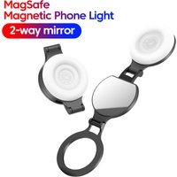 Magnetic Selfie Light Double-sided Mirror Phone Adjustable Light Phone Stand Foldable Magnet Selfie Stick For Makeup Fill light