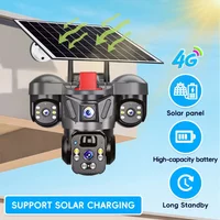 KERUI 4G SIM WiFi Home Security Camera PTZ 6MP Solar Panel Triple Lens CCTV Video Surveillance V380pro Outdoor Built-in Battery