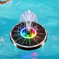 Fountain Light 6 Colors LED Solar Fountain Light Rotating Fountain with 6 Nozzle Water Pump Outdoor Bird Bath Garden Decor