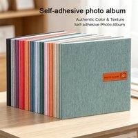 Vintage Linen Self-Adhesive Photo Album DIY Scrapbook Album for Any Size Pictures Large Capacity Memory Book for Family Memories