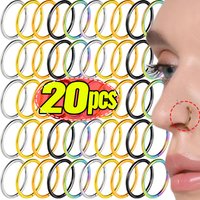 5/20pcs Nose Rings Hoop Hinged Clicker Segment Nose Rings Ear Cartilage Ring Clip Stainless Steel Ear Nose Ring Body Jewelry