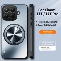 New AG Matte Ultra-thin Car Magnetic Kicktsand TPU+PC Case for Xiaomi 17T 17T Pro Anti Slip Bumper Shockproof Protective Cover