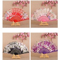 Chinese Style Silk Fan Folding Fan Wedding Fan Art Gifts Dance Hand Fan Vintage Folding Hand Held Flower Fan