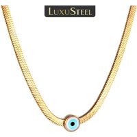 LUXUSTEEL New Trend Evil Eyes Charms Snake Chain for Women Stainless Steel Herringbone Necklace Vintage Choker Jewelry Gifts