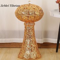 European-Style Light Luxury Alloy Incense Burner,Golden Rounded-Corner Shape Vintage Home Decor Lidded Aromatherapy Stove