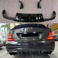 For Mercedes Benz C Class 2011-2014 Facelift W204 C204 S204 AMG Package & C63 PP Carbon Fiber Printing Rear Bumper DIffuser Pipe