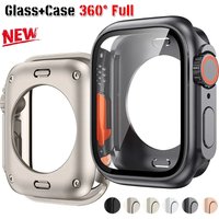 Change To Ultra 360 Full Cover Case for Apple Watch 45mm 44mm Tempered Glass Screen Protector for IWatch Series 10 9 8 7 6 SE 5