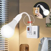 1Pc 220V LED Light Bulb E27 Socket Lamp Base Holder Adapter Converter With Switch EU UK Plug Energy Saving Lamp For Table