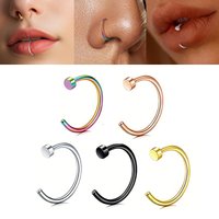 2-10pcs Non Piercing Fake Nose Ring C-Shape Faux Nose Ring 20G Thin Nose Clip Lip Cartilage Conch Daith Helix Ring Earrings 8mm