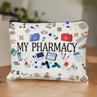 1 Piece of Fun Medicine and Equipment Illustration Makeup Bag - Multifunctional Zipper Pouch for Women, Jewelry Storage Bag, Perfect Travel Zipper Organizer, Fun Birthday Gift