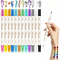 12Pcs Double-Ended Metallic Acrylic Markers Set - Fine & Brush Tip Water-Based Paint Pens for Art Craft DIY on Paper Wood Glass