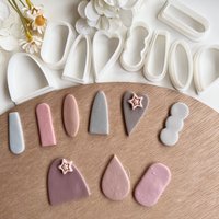 Basic Shape Clay Molds Bubble Heart Droplet Arch Oval Shaped Clay Cutters Jewelry Earring Pendant Embossing Moulds Making Tools