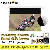 2026 New In-Ceiling Electric Black Grid ALR UST Recessed Projector Screen Tab-Tensioned Motorized Upgraded Ceiling Projection 4K