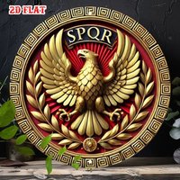 1-Piece SPQR Roman Emblem Badge - Vintage Latin Wall Decoration, Ancient Roman Decor for Home, Garage, or Café
