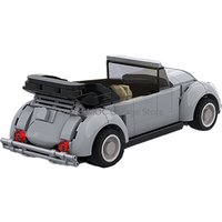 MOC Gray Vintage Convertible Classic Car Building Blocks - Retro Cabriolet Model Kit, Racing Legends Series