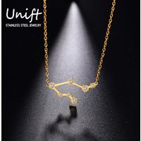 Unift Clear Zircon Zodiac Constellation Women Necklaces Star Sign Pisces Aries Taurus Pendant Fashion Horoscope Amulet Jewelry