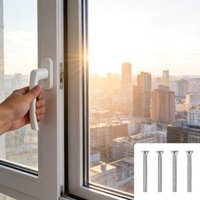 Sliding Door Window Non Slip Handle White Alloy Plastic Lock Hardware Durable Home Decor Replacement Accessory Complete Kit Gear