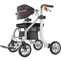 Aluminum 2 in 1 Rollator Walker Wheel Chair Indoor Elder Walking Aids With Seat