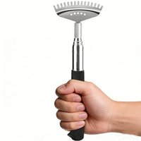 5-Section Telescopic Back Scratcher – Concave/Convex Grip, 15-Rake Stainless Steel, Portable Massager, Great Birthday & Christma